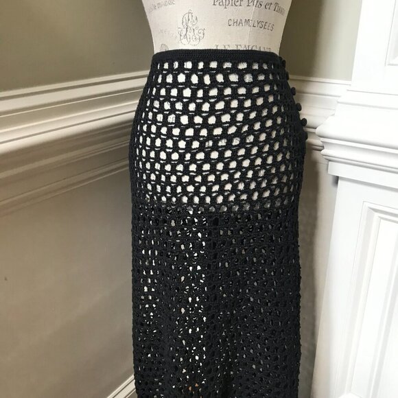 NWOT Marysia Crochet Maxi Skirt Cover Up Womens XXL Black Cotton Fringe Swim NEW - Picture 6 of 13